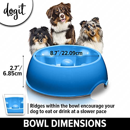Dogit Go: Fressnapf für Hunde, langsames Fressen, geeignet für Nass- oder Trockenfutter, Medium, blau