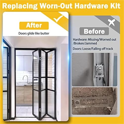 Herrajes para puerta plegable 8 piezas Kit de reparación y repuesto para clóset corredizo bifold miniatura 4