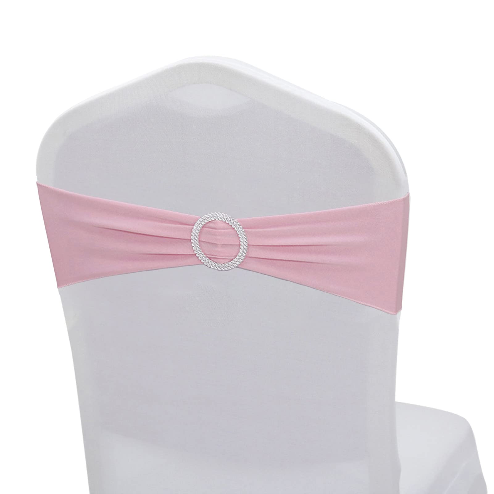 Set di 25 coprisedili elasticizzati bianchi, con fibbia, per feste, matrimoni, anniversari, decorazioni per la casa (Blue Lake 25 pezzi)