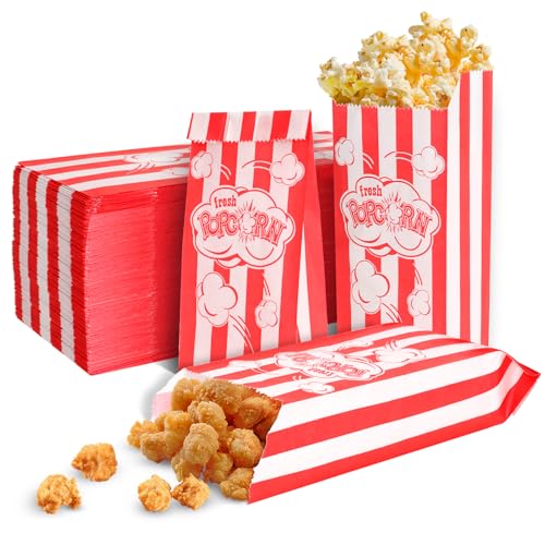 150 bolsas de palomitas de maíz, bolsas de papel pequeñas, bolsas de caramelo, palomitas de maíz, bolsas de fiesta para cine, noche de cine, 9 x 5 x 22 cm