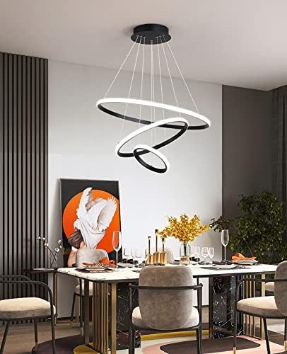Luminária Pendente de 3 Anéis LED Moderna Regulável Com Controle ...