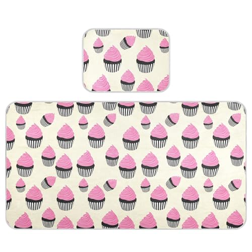 Takiito Cupcakes Baby Cooling Mattress Pad, Soft & Breathable Cooling Mat Keep Baby Cool in Summer 28x52 in, Nursery Essential