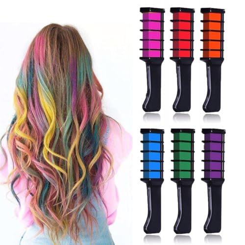 DOKRIN Gessetti per capelli Set di 6 gessetti per tinture per capelli, adatto a bambine dai 4 ai 10 anni, un regalo di compleanno creativo (colori vivaci)