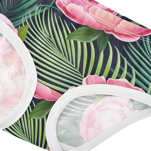 Aesthetic Toddler Underwear Floral 2t Cotton Panties for Girl Pink Peony Floral Green Leaves Black Kids Undies Briefs4