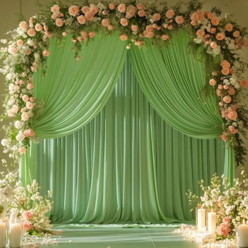 Cortinas de fondo verde salvia 8x10 pies para fiestas miniatura 2