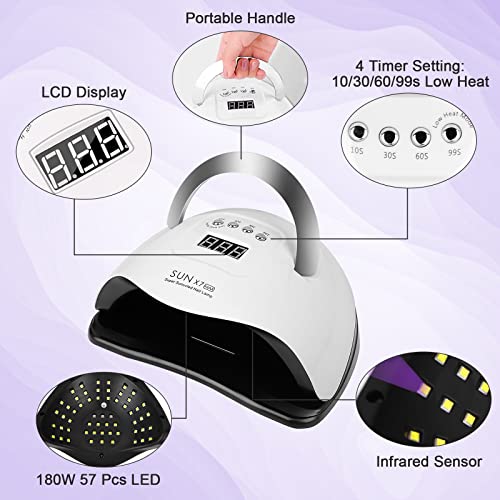 Wodondog LED UV Nail Lamps 180W Nail Dryer Gel Nail Curing Lamp UV Light with 4 Timers Auto Sensor LCD Display - Image 4