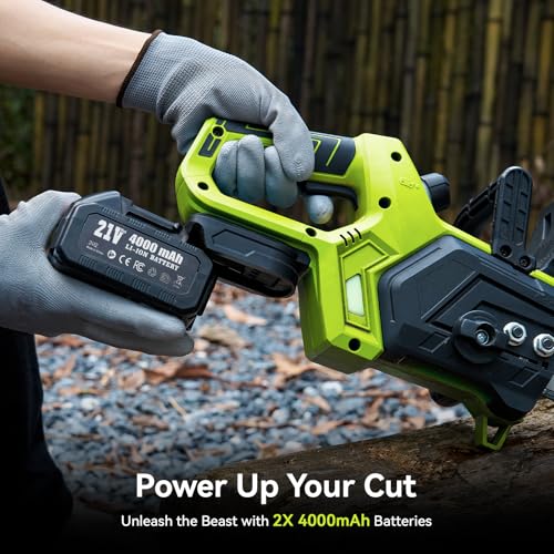 Supstable 12 Inch Cordless Chainsaw with 2×4000mAh Batteries, Brushless Motor, Lightweight Electric Chain Saws with Auto Oiling, Tool-Free Tensioning, Ideal for Garden Wood Cutting & Seniors Use 2 Supstable 12 Inch Cordless Chainsaw with 2×4000mAh Batteries, Brushless Motor, Lightweight Electric Chain Saws with Auto Oiling, Tool-Free Tensioning, Ideal for Garden Wood Cutting & Seniors Use - Image 2