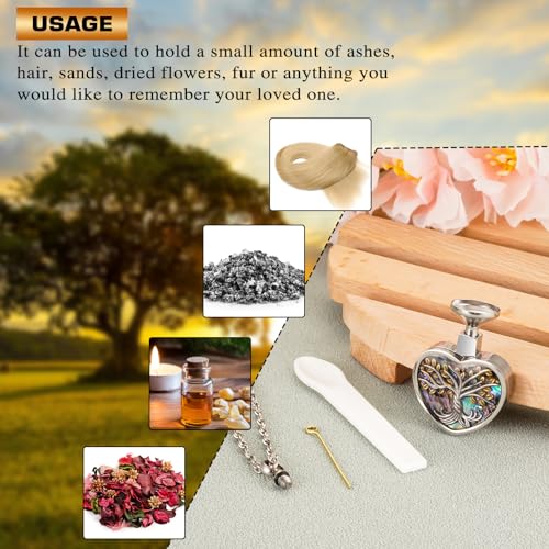 abooxiu Heart Urn Necklaces for Ashes Cremation Jewelry Memorial Cremation Necklace for Ashes Tree of Life Ashes Necklace Stainless Steel Ash Keepsake for Women Men4
