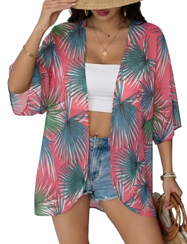 Image of Chunoy Women Short Sleeve Chiffon Kimono Beach Swimsuit Cover Up