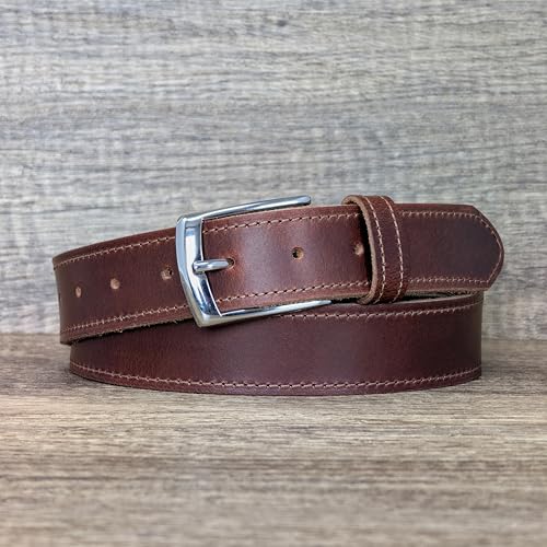 Ashford Ridge Made in England 34mm Full Leather Edge Stitched Belt with Classic Buckle2