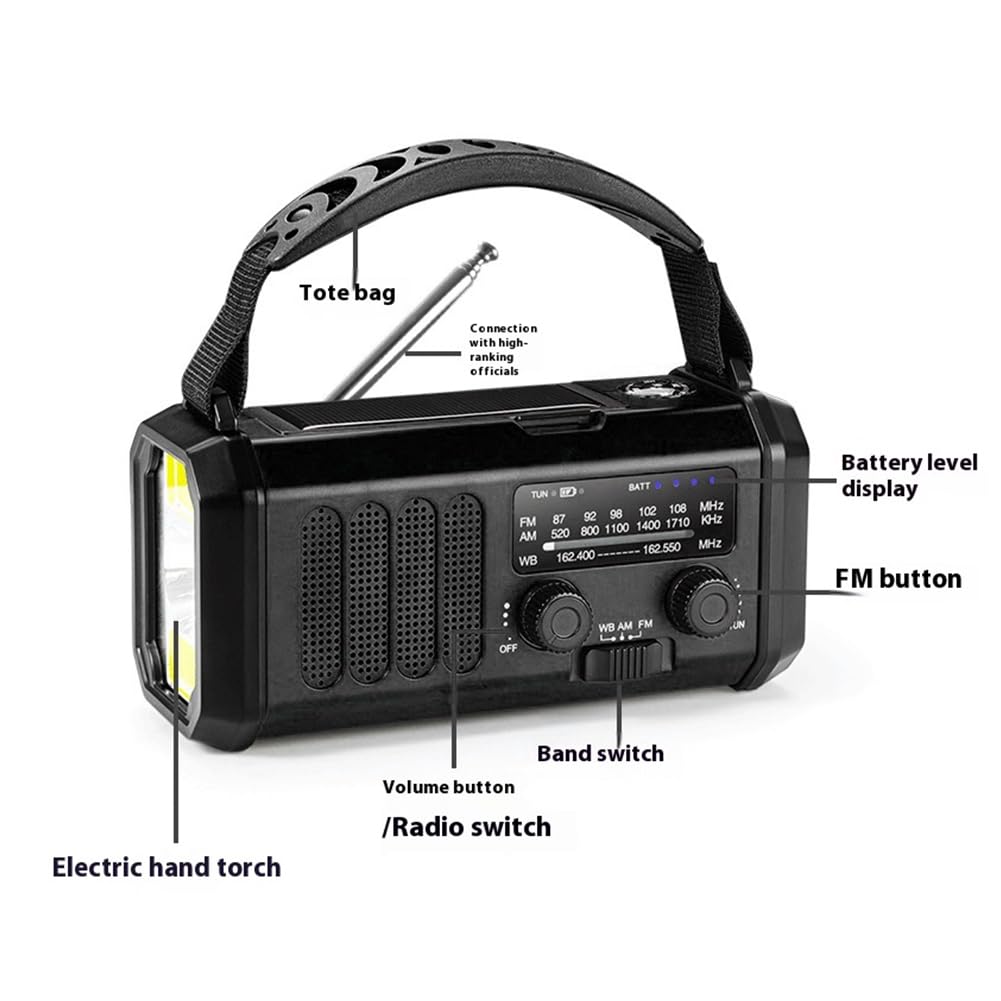 Awaryjne radio korbowe 20000mAh solarne z latarką do czytania latarką SOS radio alarmowe na kemping