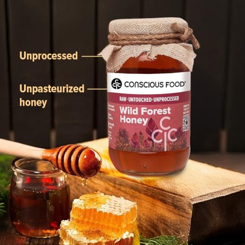 Image of Conscious Food Wild Forest Honey | 500g | 100% Raw, Pure and Natural | Unprocessed & Unpasteurized Honey | Value Pack