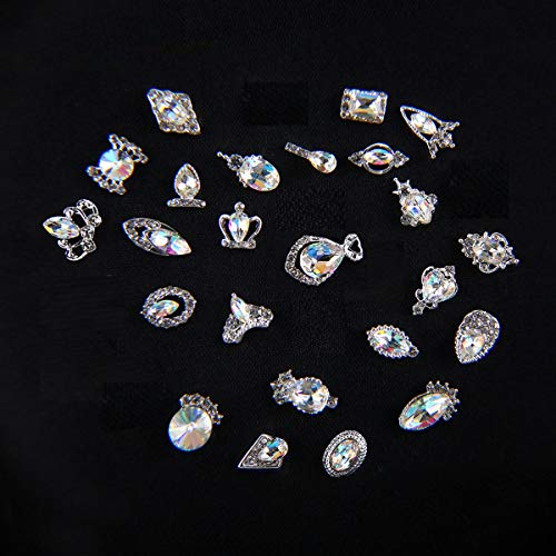 48Pcs Nail Crystal Ab Rhinestones, Nail Diamonds Glass Metal Gems Jewels Stones For 3D Nails Art Decoration(24 Styles) #TOP2