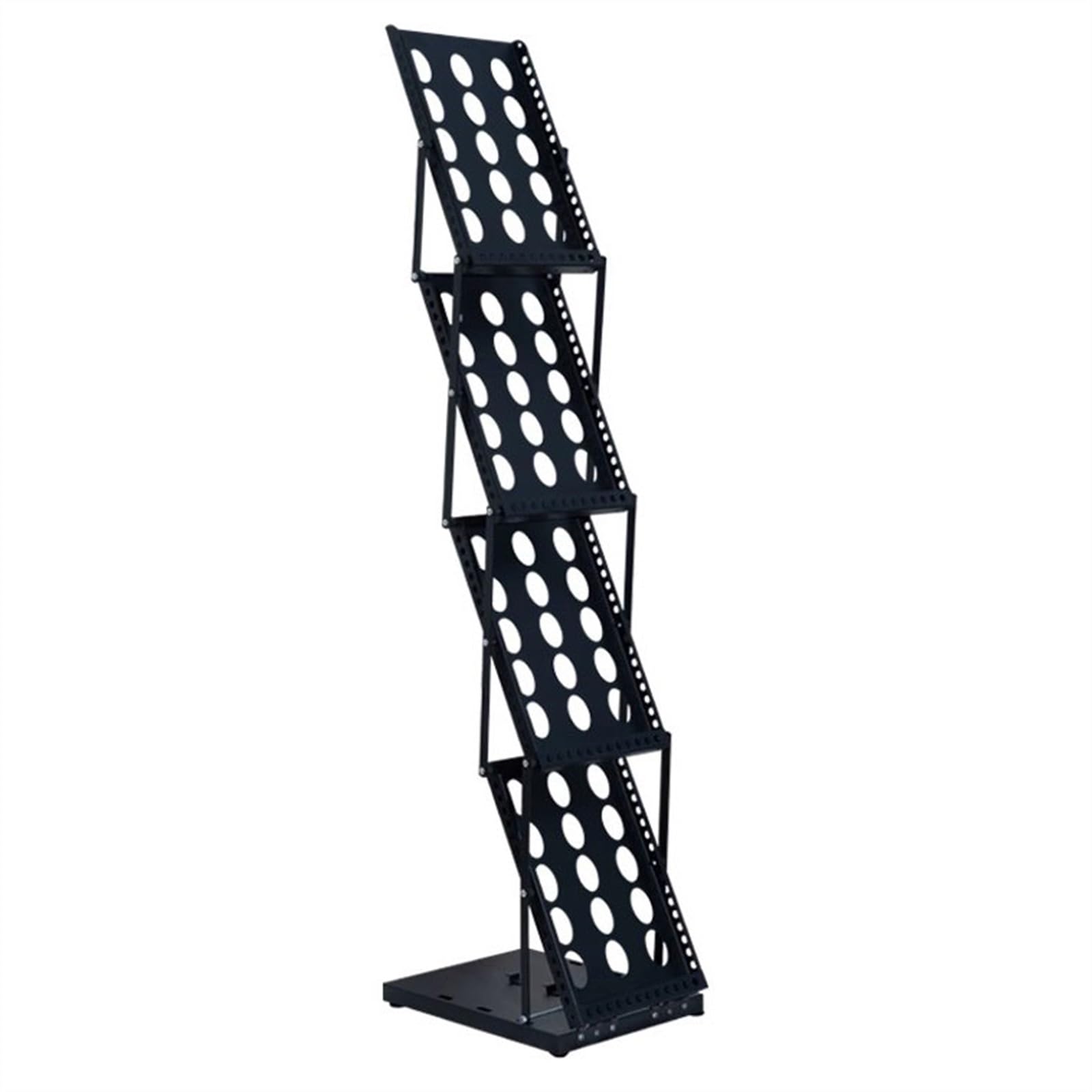 Présentoir à Magazines sur Pied, Portable, pour brochures, Magazines et catalogues, 4 Poches, Pliable, en métal, Noir.