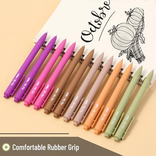 Image of Mr. Pen- Retractable Gel Pens, 12 Pack, Black Ink | Late Harvest Color Barrel, Fine Point 0.5mm, Fast Dry, Smooth Writing, Cute Pens for Drawing