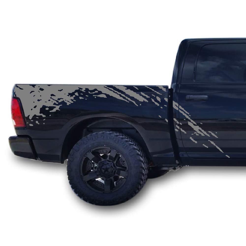 Off-Road Bed Splash Kit Decal Graphic Vinyl Compatible with Dodge Ram 2009-2017 (Gray)