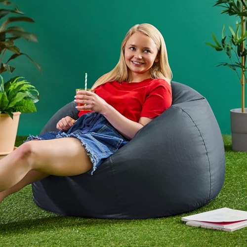 Bean Bag Bazaar Kingston Sitzsack für Erwachsene, Dunkelgrau, Gaming Sitzsack mit Füllung, Bean...