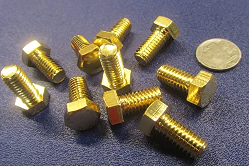 Brass Hex Head Bolts FT 3/8"-16 Thread x .750" Long 10 pcs
