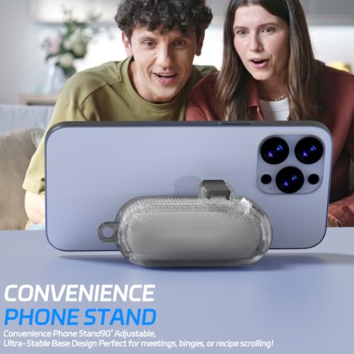 Image of Ekoonpft for AirPods Pro 2 Case with Phone Stand & Secure Lock, Auto-Open Clear Cover Compatible with Apple AirPods Pro 2nd /1st Gen (2023,2022,2019) with Cleaning Kit & Keychain (W-Black)