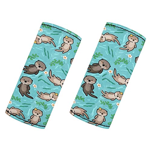 Bychecar Neoprene Luggage Handle Wraps Otter Cute Suitcase Handle Covers 2 Pack, Luggage Tags For Travel Bag Trolley Case,Car Grab Handle Wrap #TOP8