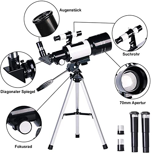 Telescopio Refractor Astronómico 150X 70mm con Tripié miniatura 5