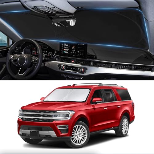 Sunshade for Expedition Windshield Sun Shade Custom-fit for 2025 2024 2023-2018 Ford Expedition SUV Accessories Foldable Front Window Shield Windshield Cover Sun Visor Protector UV Heat Reflector