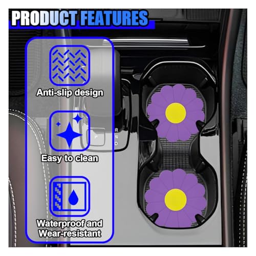 2PCS Portavasos para Auto en Silicona Forma Flor Morado miniatura 3