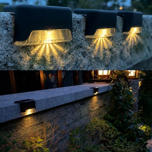 Image of Solar Step Lights 8 Pack - Waterproof Stair Lights for Outdoor Stairs | Warm White, Auto Dusk to Dawn