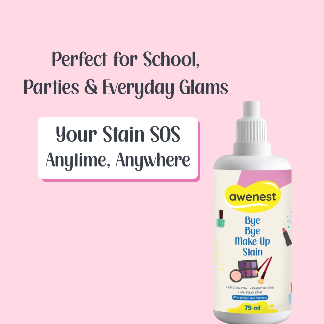 awenest Bye Bye Make-Up Stain Remover Spray for Fabric - Removes Lipstick, Foundation, Nail Polish, Ink & Other Tough Stains | Premium Spray Formula, 75 ml 4