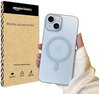 amazon basics Luxury Paper Thin Case Cover for iPhone 13 / iPhone 14 | Matte Finish | Compatible with magsafe | (Blue, iPhone 13 / iPhone 14)