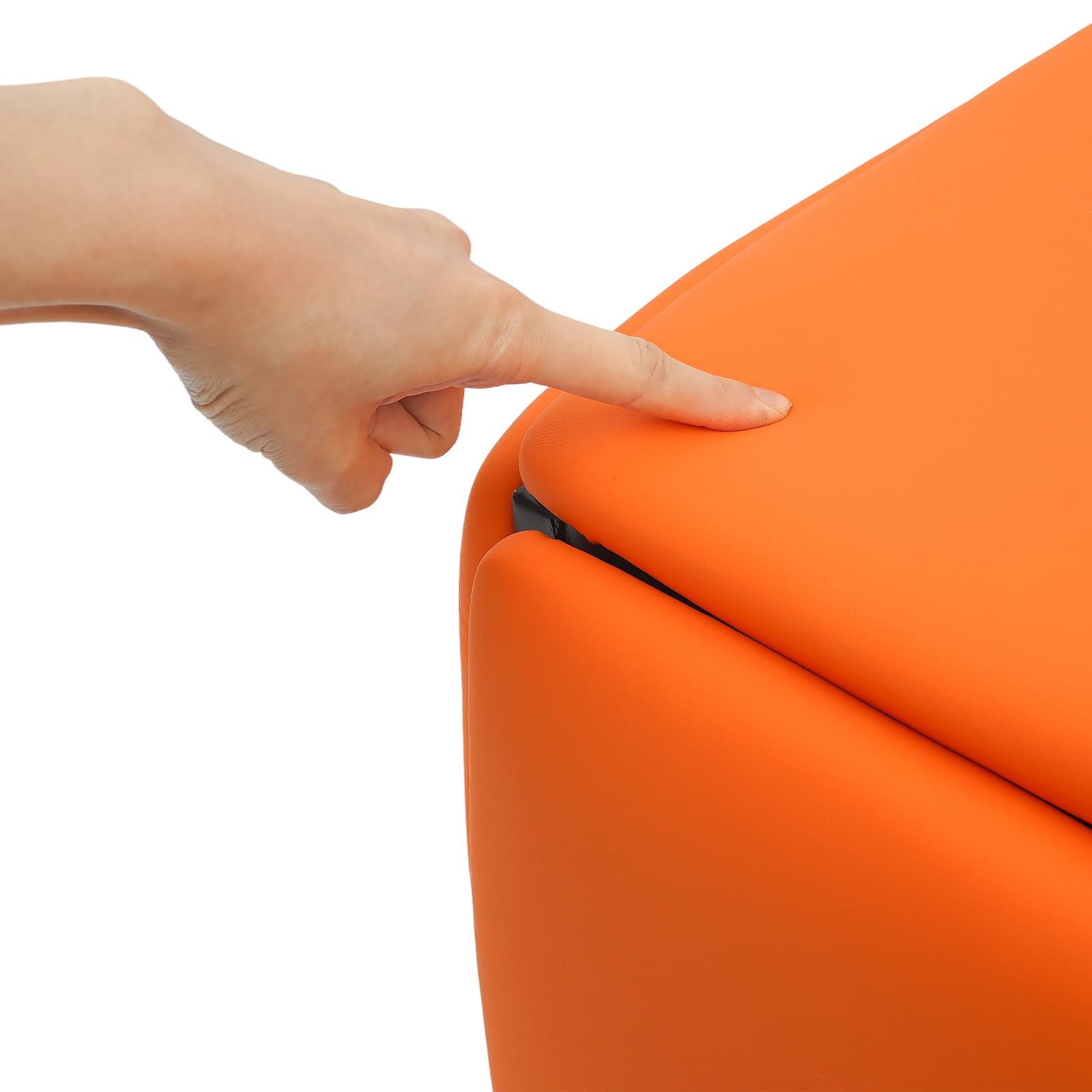 5 in 1 Sgabello multifunzione a cubo con ruote e freni, superficie in poliuretano, impilabile, per soggiorno, camera da letto, studio (arancione-rosso)