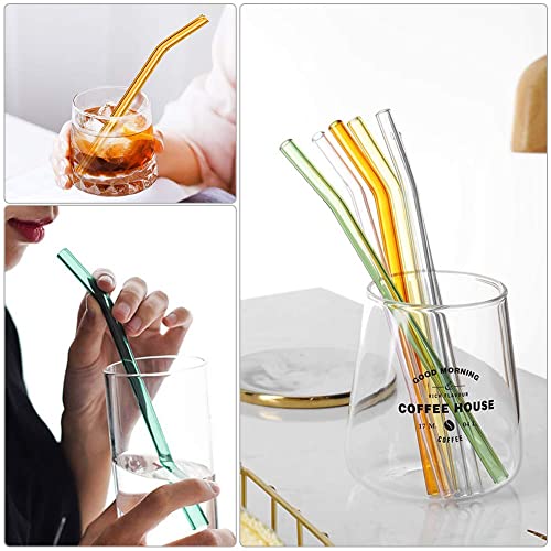 Reusable Glass Straws, Reusable Bent Glass Drinking Straws With 2 Cleaning Brushes, Reusable Straws For Smoothies, Milkshakes, Juice(Multicolor, 12 Pack) #TOP4