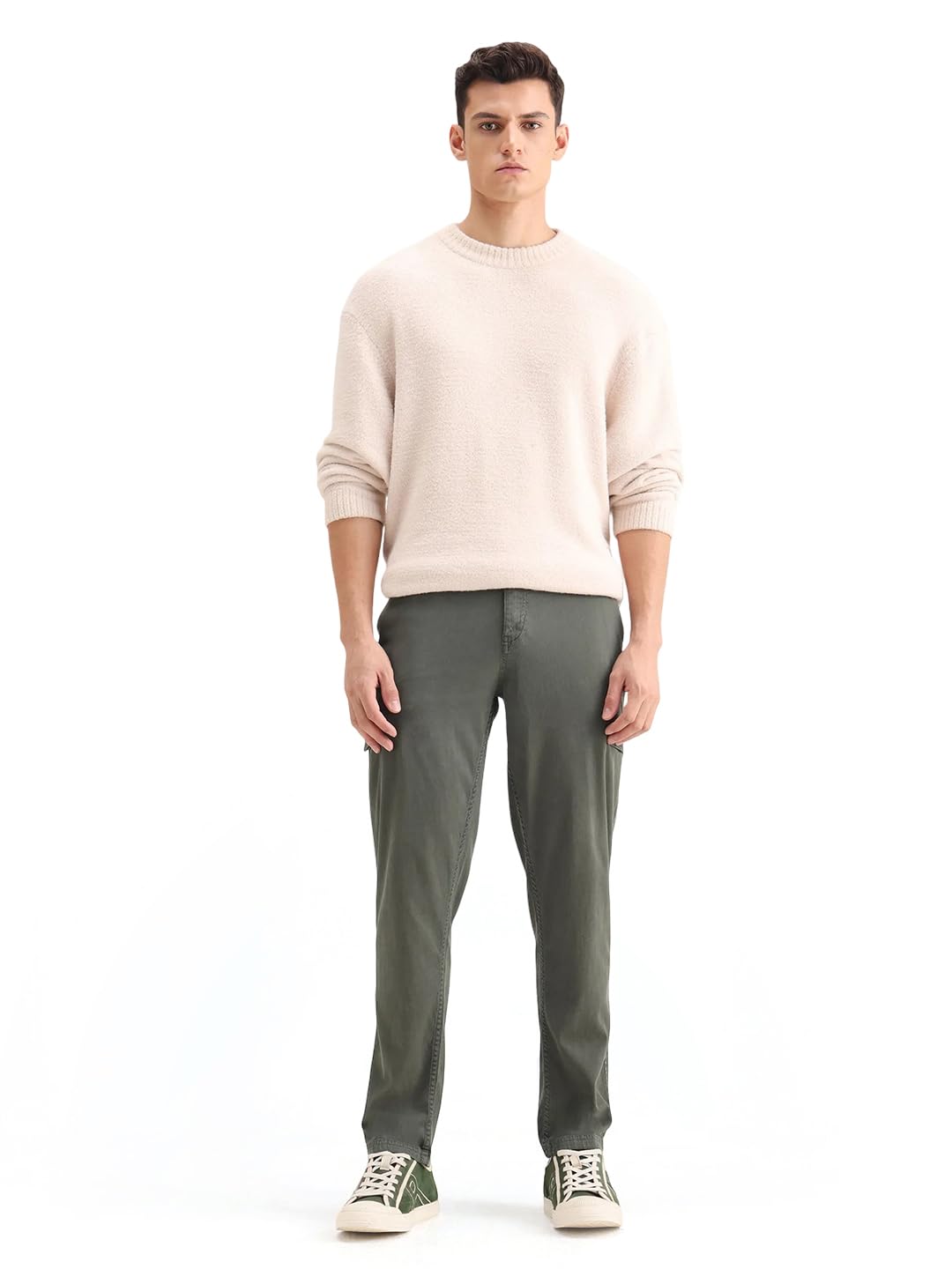 rare rabbit Men's Curex Dusky Olive Cotton Blend Plain Regular Fit Trouser-picture-43