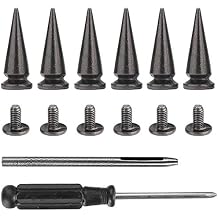 YORANYO 20 Sets 25MM Gun Metal Metallic Spikes and Studs 1" Metal Bullet Cone Spikes Screw Back Large Punk Studs and Spikes for Clothing Shoes Leather Belts Bags Rivets with Installation Tools