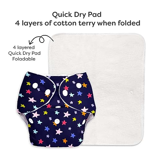 Image of SuperBottoms BASIC Baby's Reusable 2 Cloth Diapers With 2 Dry Feel Inserts, 5-17kgs, 0-3 Years - Pack of 2
