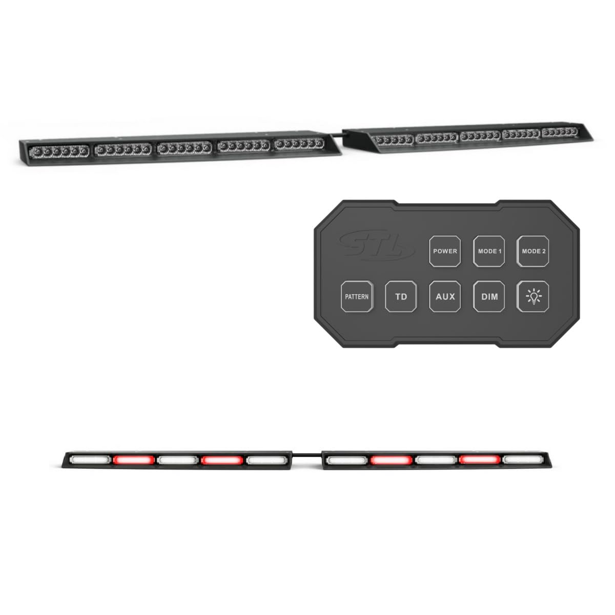 SpeedTech Lights Raptor Elite TIR Upper Windshield Interior Split LED Strobe Visor Light Bar – 60 LEDs 180 W with Bracket and Control Box for Police