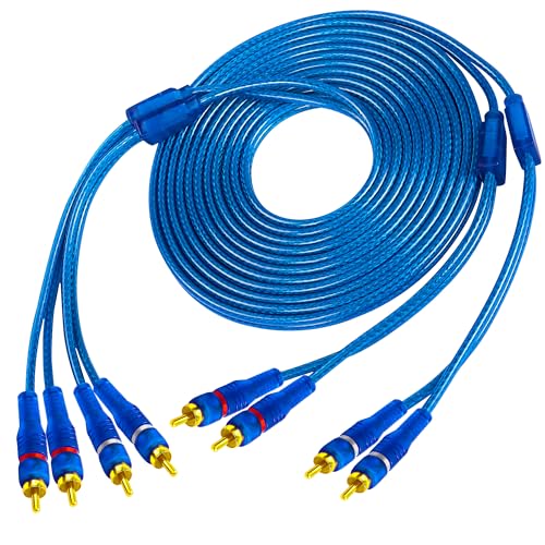 MEIRIYFA 4 Kanal RCA Auto Audio Verbindungskabel, 4 RCA Stecker zu 4 RCA Stecker Stereo Audio Kabel verdrehtes Paar Kabel OFC Kabel High End für Auto, Marine, Motorrad - 5M