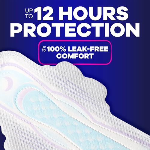 Image of Always Ultra Thin Feminine Pads with Wings for Women, Size 5, Extra Heavy Overnight Absorbency, Unscented, Up to 100% Leak-Free Comfort, 60 Count