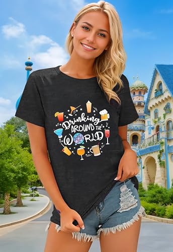 Magical Shirt for Women Magic Kingdom T Shirt Funny Around The World Vacation Tee Castle Casual Short Sleeve Tops4