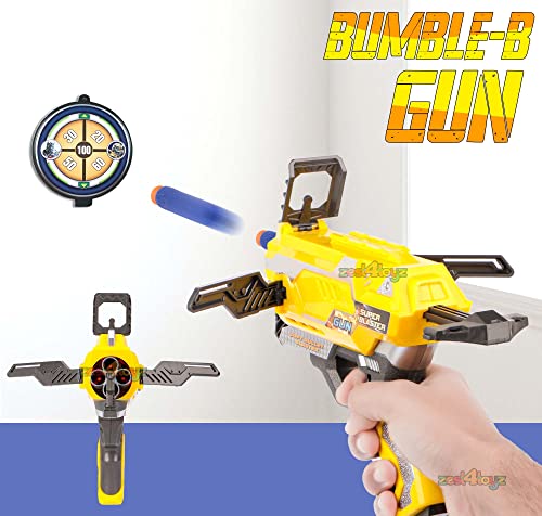 Image of zest 4 toyz Soft Bullet Blaster Gun Toy with Mask & 12 Soft Foam Darts Bullets for Kids Boys (Yellow)