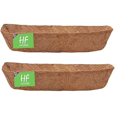 HFHOME 2 Pcs Wall Trough CoCo Liner, 24" Manger Coco Liner, Trough Coco Fiber Replacement Liner, Wall Planter Liner for Window Box, Wall Mounted Manger or Fence Flower Baskets, 61Lx17.5Wx17.8H cm Cover