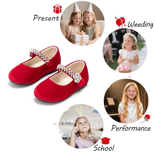 Image of PHIRAMIN Toddler Flower Girl Glitter Dress Shoes Little Girl Ballet Flats Bow Wedding Party