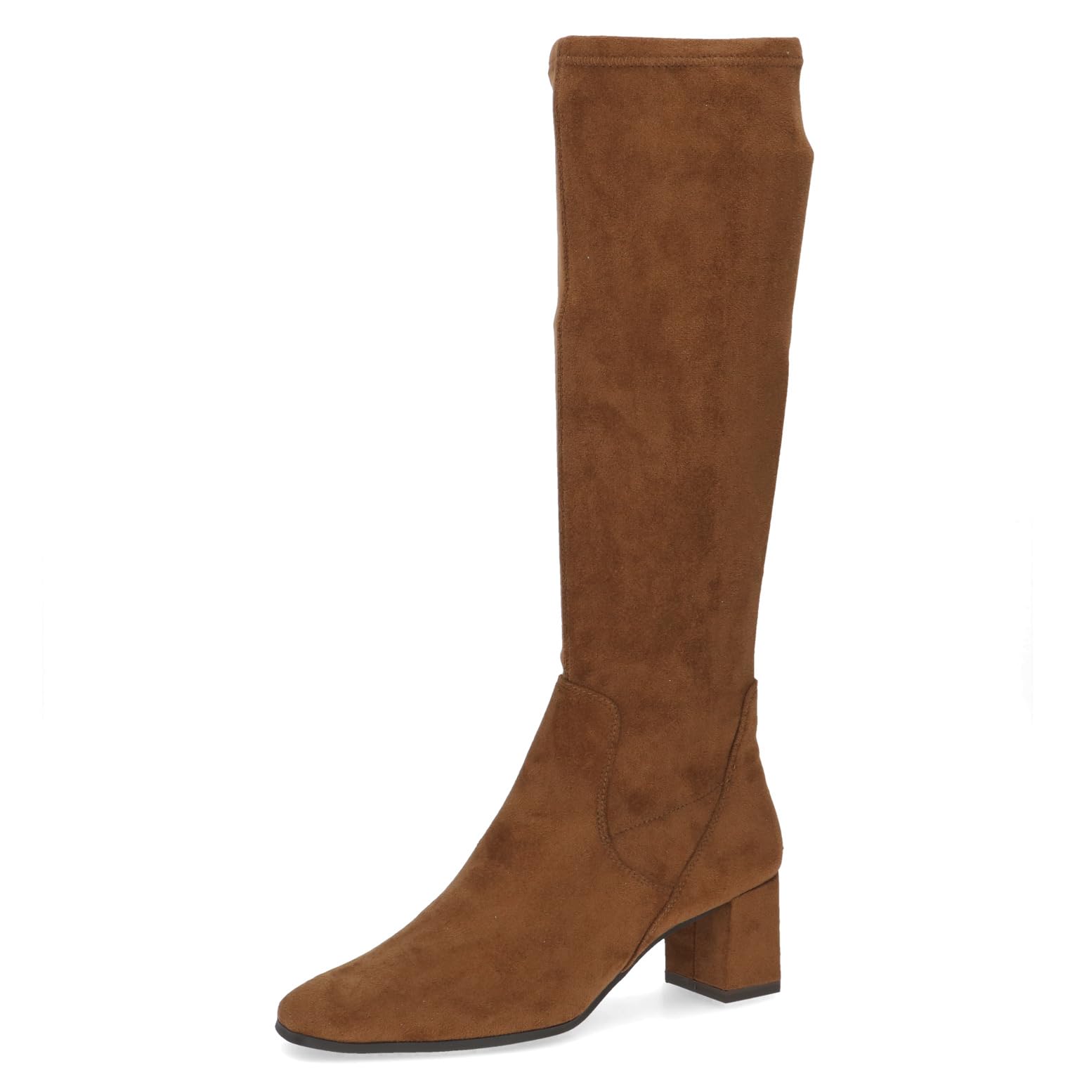 CAPRICE Women's high boots with heel knee-high Vegan, Brown (Brown Stretch), 3.5 UK