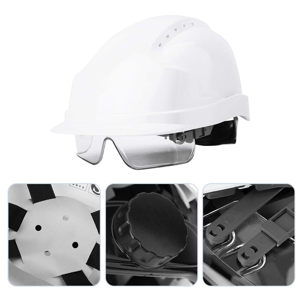 SYH&AQYE Casque de Sécurité, Casque à Visière, Casque de Sécurité avec Visière Et Protection des Oreilles Casque de Travail ABS Ventilé Léger Réglable pour la Construction Industrielle(Blanc)