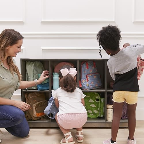 Image of ECR4Kids 8-Compartment Mobile Backpack Storage Cabinet, Classroom Furniture, Grey Wash