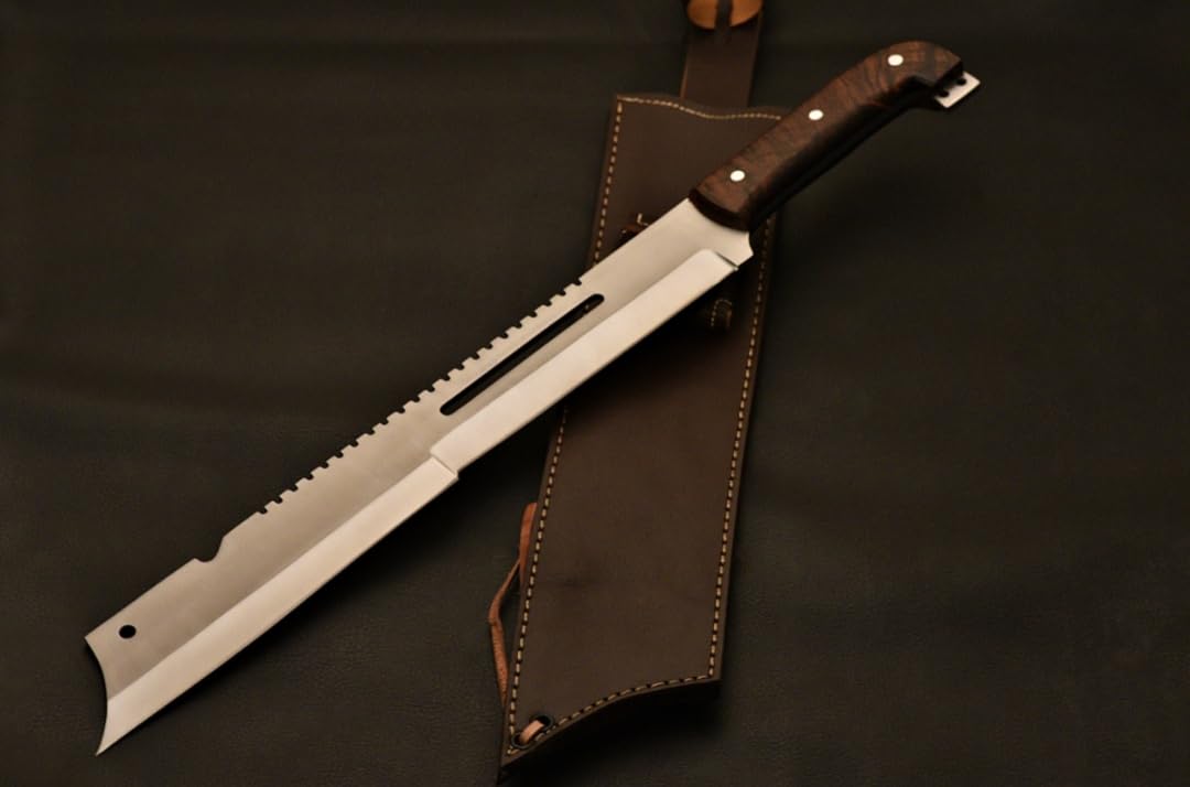 Empire - 24 Inch Long Full Tang Handmade J2 Steel Combat Sword with Sheath - Rose Wood Grip Survival Sword Sharp Edge - Camping Sword Best Gift for Him - Birthday Gift