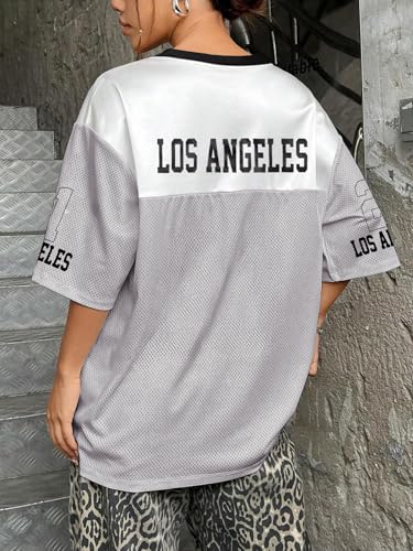 Oversized Jersey Shirts for Women - V Neck Baseball/Football Jerseys Shirt Team Number Y2k Streetwear Tee Tops4