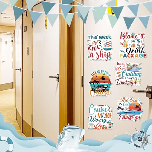 Image of Dazoratix Retro Cruise Door Decorations - 9 Pcs Large Ship Cabin Anchor Magnetic Essentials Funny Magnets Stickers Stateroom Decals for Summer Carnival Party Holiday Accessories Refrigerator Car Decor