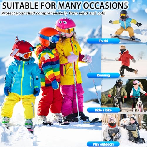 Image of Kids Balaclava Ski Mask for Skiing Cycling, Cold Weather Neck Warmer Windproof Thermal Face Mask for Boys /Girls