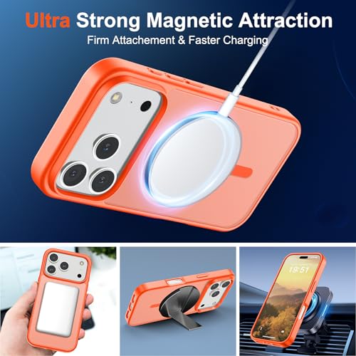 Image of SUPFINE Magnetic for iPhone 17 Pro Max Case (Compatible with MagSafe)(Military Grade Drop Protection) Translucent Matte Shockproof with Anti-Fingerprint Phone Cover 2025,Orange